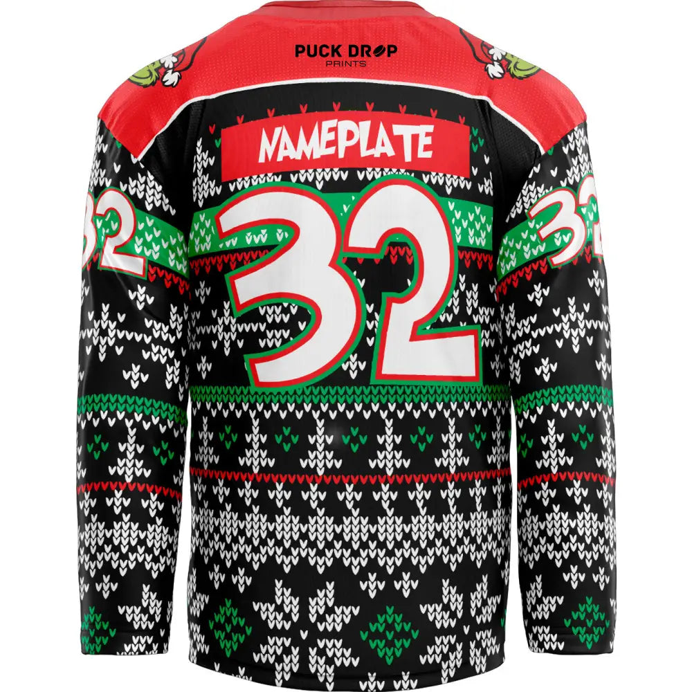 Christmas Grinch Custom Hockey Jersey Uni Kit