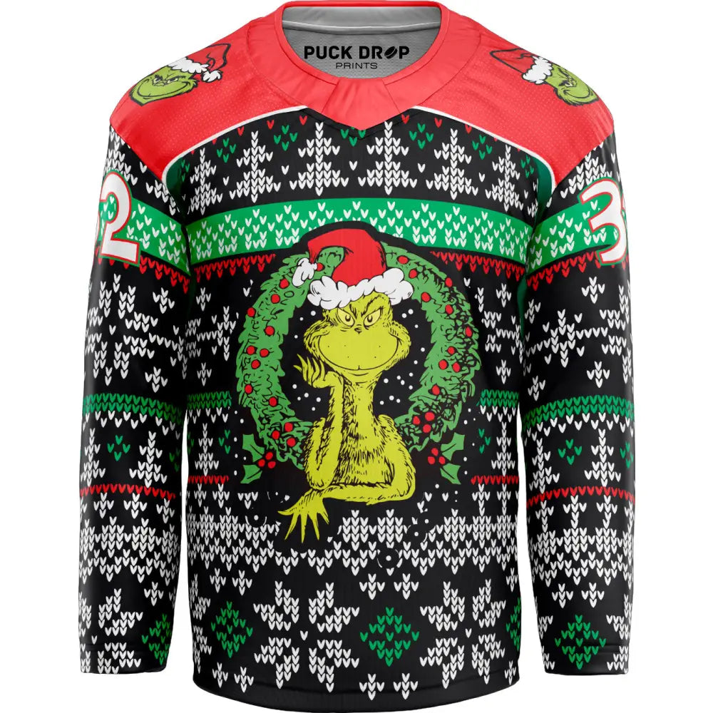 Christmas Grinch Custom Hockey Jersey Uni Kit