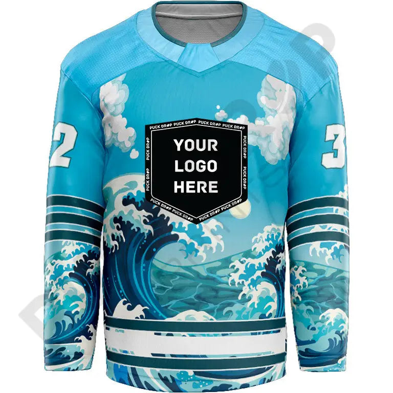 Drop Puck Design Great Waves Custom Hockey Jersey Design – Puck Drop Prints