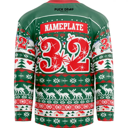 Christmas Sweater Custom Hockey Jersey (Green) Uni Kit