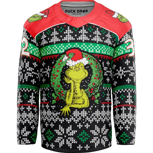 Christmas Grinch Custom Hockey Jersey Uni Kit