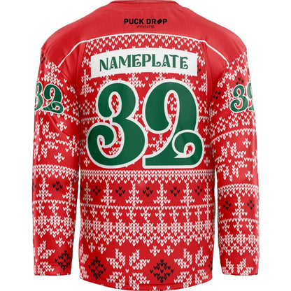 Christmas Sweater Custom Hockey Jersey (Red) Uni Kit