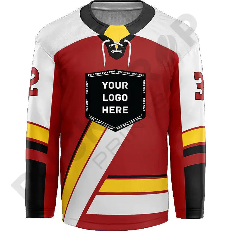 Drop Puck Design Red Fury Custom Hockey Jersey Design – Puck Drop Prints
