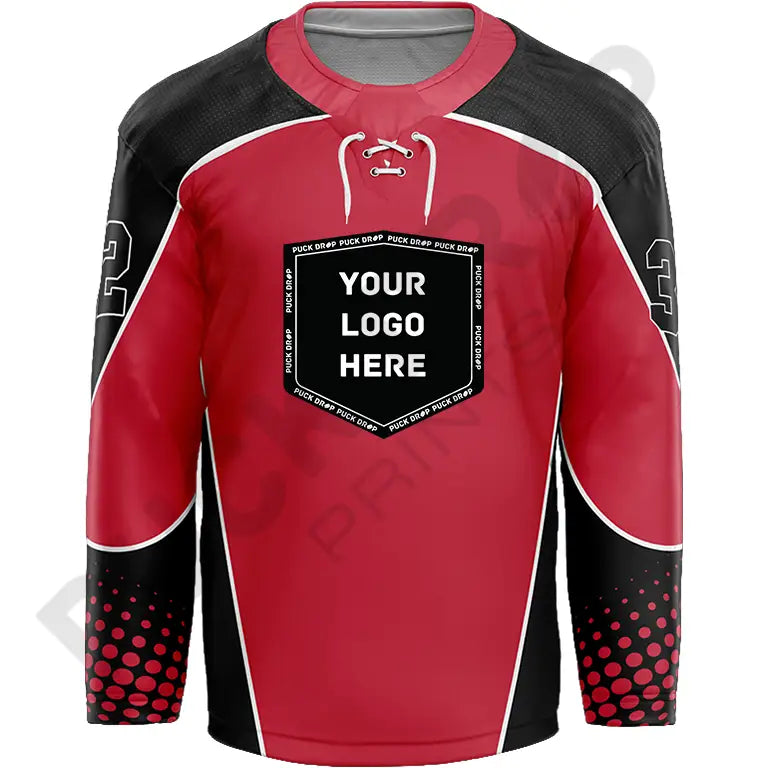 Drop Plog Red And Black Custom Hockey Jersey Design – Puck Drop Prints