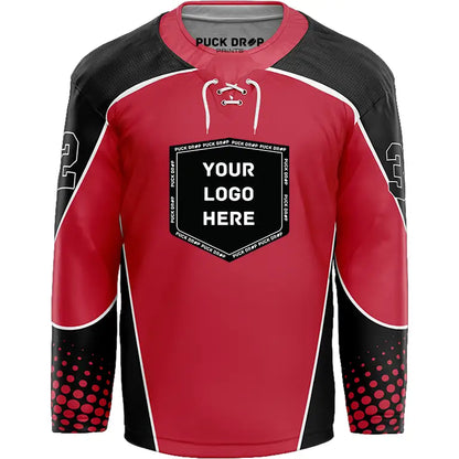 Red & Black Custom Hockey Jersey Uni Kit